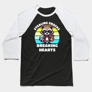 Raccoon Stealing Snacks Breaking Hearts Baseball T-Shirt